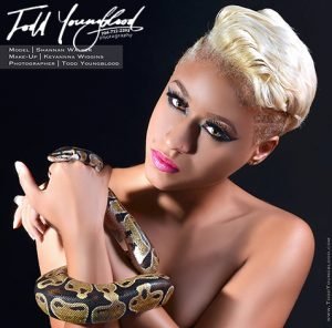 Model & snake photo shoot