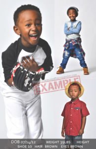 kids comp cards charlotte